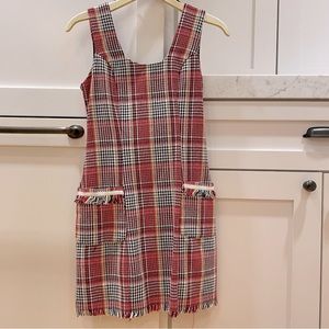 Multi colored plaid orange jumpsuit dress